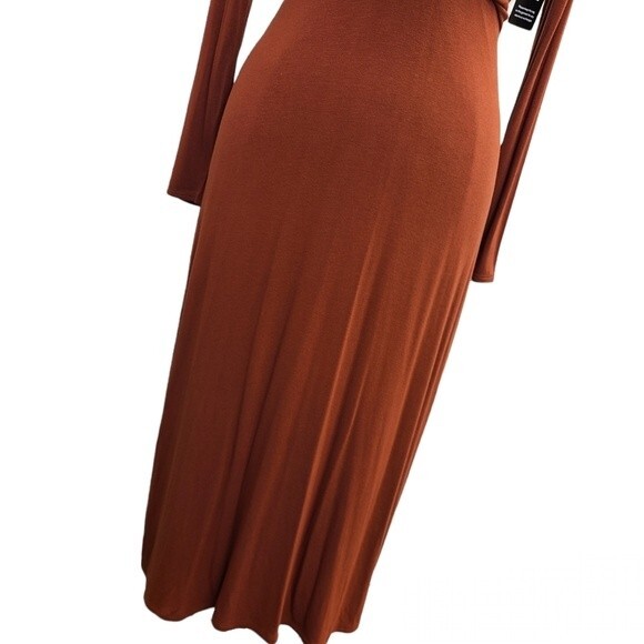 NWT EXPRESS Long Sleeve Cross Front Knit Comfortable Casual Night Midi Dress S - Picture 5 of 13